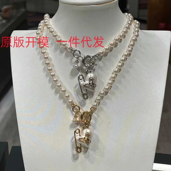 new western empress dowager pearl pin necklace high version saturn heart bracelet, Silver
new western empress dowager pearl pin necklace high version saturn heart bracelet, Silver