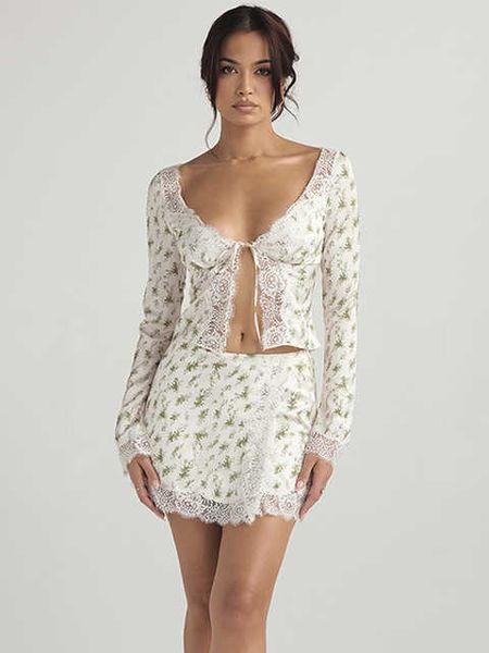chic print satin lace beach vacation outfits for women summer matching lace up blouse shirt and mini wrap skirts sets, White
chic print satin lace beach vacation outfits for women summer matching lace up blouse shirt and mini wrap skirts sets, White