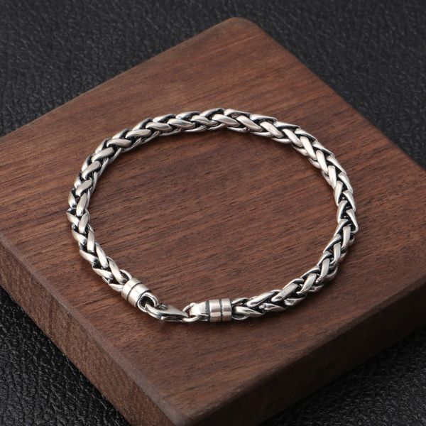 braided link chain bracelets solid 925 sterling silver bracelet vintage handmade designer mens fashion jewelry accessories gift, Black
braided link chain bracelets solid 925 sterling silver bracelet vintage handmade designer mens fashion jewelry accessories gift, Black