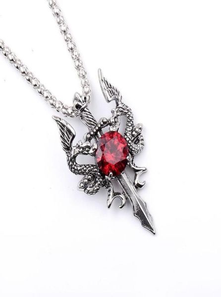 men dragon guard sword pendant necklace stainless steel chains with black zircon stone for male biker vintage fashion jewelry nice9684710, Silver
men dragon guard sword pendant necklace stainless steel chains with black zircon stone for male biker vintage fashion jewelry nice9684710, Silver