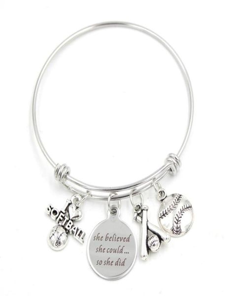 new arrival fashion stainless steel wire bangle softball jewelry sport charm bracelets i love softball bracelets for women gift2975232, Golden;silver
new arrival fashion stainless steel wire bangle softball jewelry sport charm bracelets i love softball bracelets for women gift2975232, Golden;silver
