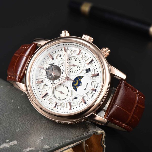 luxury men's watch r date just 43mm six pin starry sky quartz watch waterproof sports montre luxury watches, Slivery;brown
luxury men's watch r date just 43mm six pin starry sky quartz watch waterproof sports montre luxury watches, Slivery;brown