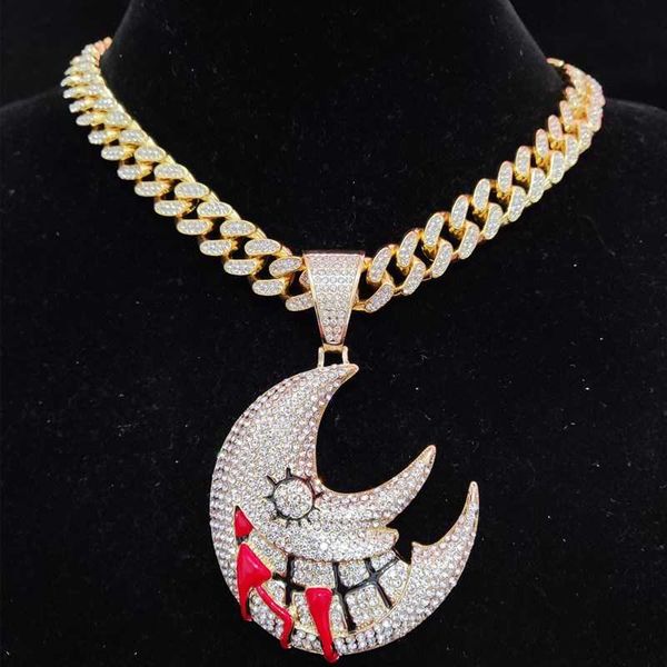 men women hip hop moon pendant necklace with 13mm crystal cuban chain hiphop iced out bling necklaces fashion charm jewelry, Silver
men women hip hop moon pendant necklace with 13mm crystal cuban chain hiphop iced out bling necklaces fashion charm jewelry, Silver