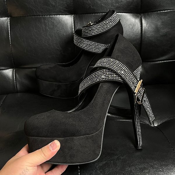 olomm handmade women pumps buckle strap rhinestone suede stiletto heels round toe gorgeous black party shoes us size 5-20
olomm handmade women pumps buckle strap rhinestone suede stiletto heels round toe gorgeous black party shoes us size 5-20