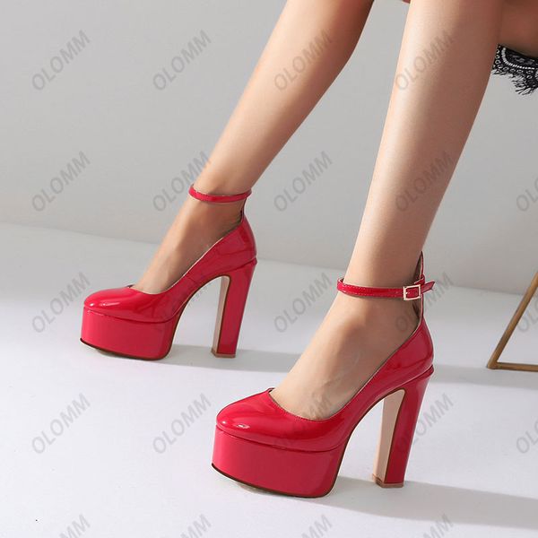 olomm new arrival women platform pumps patent chunky heels round toe gorgeous nude green pink party shoes women us size 5-.5, Black
olomm new arrival women platform pumps patent chunky heels round toe gorgeous nude green pink party shoes women us size 5-.5, Black