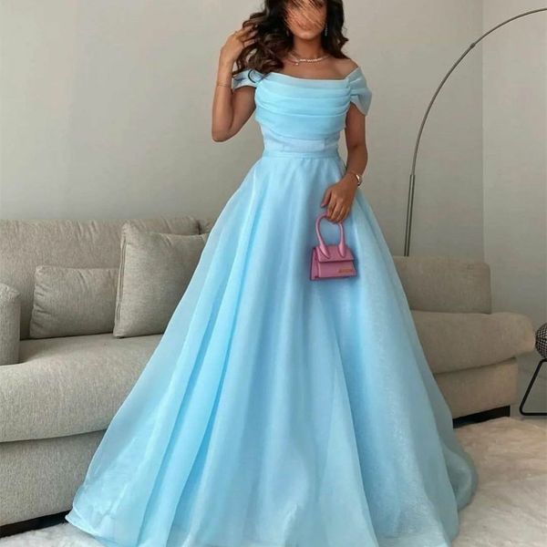 stunning blue pleated off shoulder prom dresses a line organza womens special occasion dress floor length, Black
stunning blue pleated off shoulder prom dresses a line organza womens special occasion dress floor length, Black