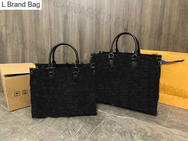 l brand bag onthego tote bag designer jungle denim canvas tote bags handle handbag embossing letter on the go mm pm flap large capacity outd, Black
l brand bag onthego tote bag designer jungle denim canvas tote bags handle handbag embossing letter on the go mm pm flap large capacity outd, Black