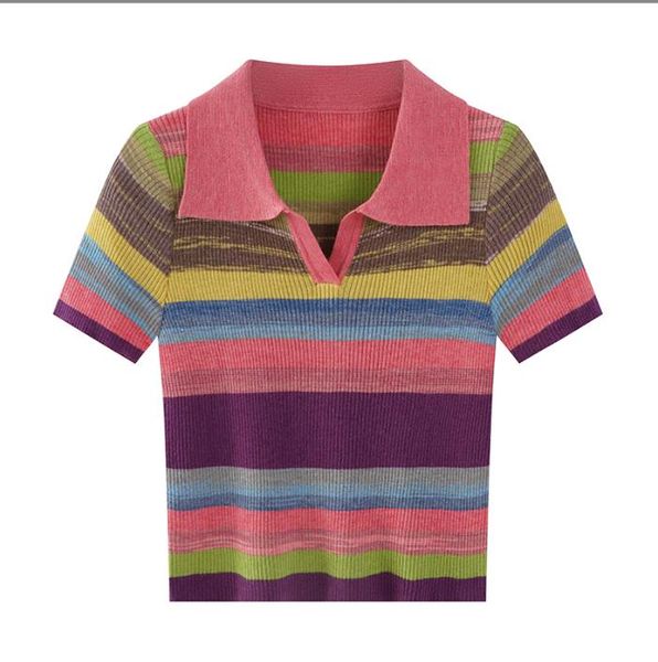 513 l 2023 summer sweaters women's pullover sweater blue pink lapel neck short sleeve brand same style women's xiurong, White;black
513 l 2023 summer sweaters women's pullover sweater blue pink lapel neck short sleeve brand same style women's xiurong, White;black