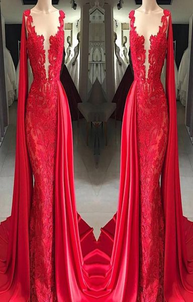 2019 new fashion sheer neck red lace mermaid prom dresses with cape sleeveless appliqued formal dresses evening wear floor length 7941727, Black
2019 new fashion sheer neck red lace mermaid prom dresses with cape sleeveless appliqued formal dresses evening wear floor length 7941727, Black