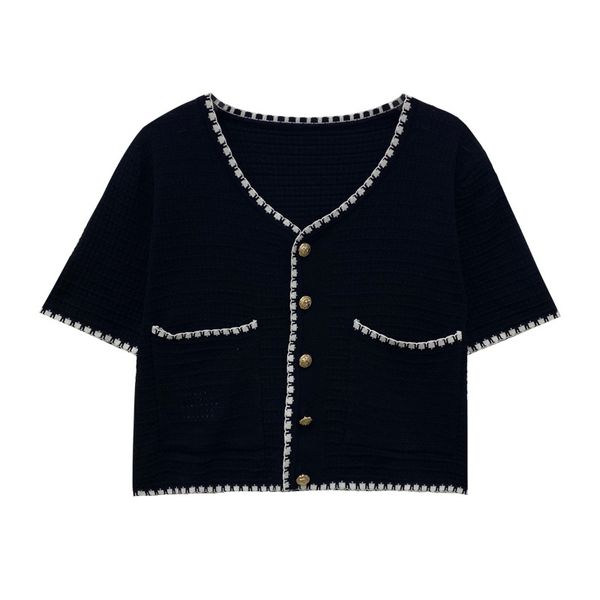 516 l 2023 summer sweaters women's pullover sweater black white striped v neck short sleeve brand same style women's xiurong, White;black
516 l 2023 summer sweaters women's pullover sweater black white striped v neck short sleeve brand same style women's xiurong, White;black
