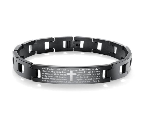 men039s black biker heavy chain lord039s prayer cross bracelet in stainless steel3912238, Golden;silver
men039s black biker heavy chain lord039s prayer cross bracelet in stainless steel3912238, Golden;silver