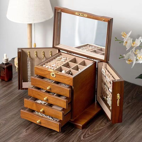 vintage solid wood jewelry storage box with lock, multiple layers, large capacity, high-end earrings, necklaces, handcrafts, wooden gifts, Black;white
vintage solid wood jewelry storage box with lock, multiple layers, large capacity, high-end earrings, necklaces, handcrafts, wooden gifts, Black;white