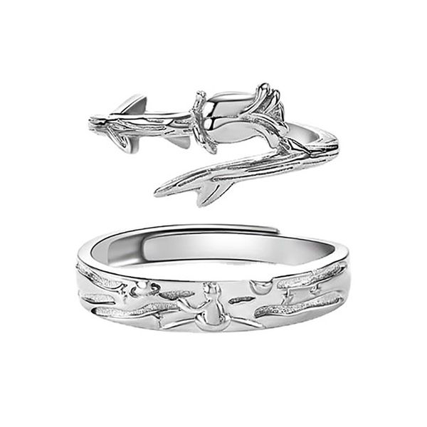 new style little prince and rose couple rings for men and women adjustable ring, Silver
new style little prince and rose couple rings for men and women adjustable ring, Silver