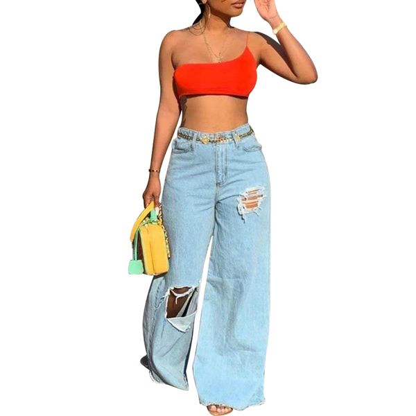 denim elastic pants women retro ripped jeans wide leg trousers irregular hole casual bell-bottoms pant female, Blue
denim elastic pants women retro ripped jeans wide leg trousers irregular hole casual bell-bottoms pant female, Blue