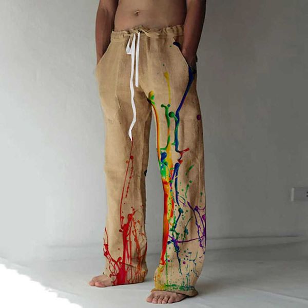men's summer beach long elastic waist graffiti 3d printed imitation linen loose and breathable casual pants{category}, Black
men's summer beach long elastic waist graffiti 3d printed imitation linen loose and breathable casual pants{category}, Black
