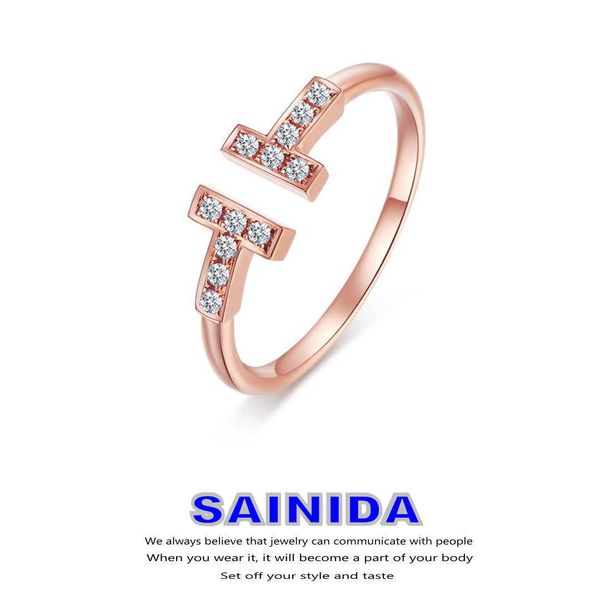 designer new tiffay rose gold double t ring white fritillaria full diamond opening couple light luxury small number of rings for lovers, Silver
designer new tiffay rose gold double t ring white fritillaria full diamond opening couple light luxury small number of rings for lovers, Silver