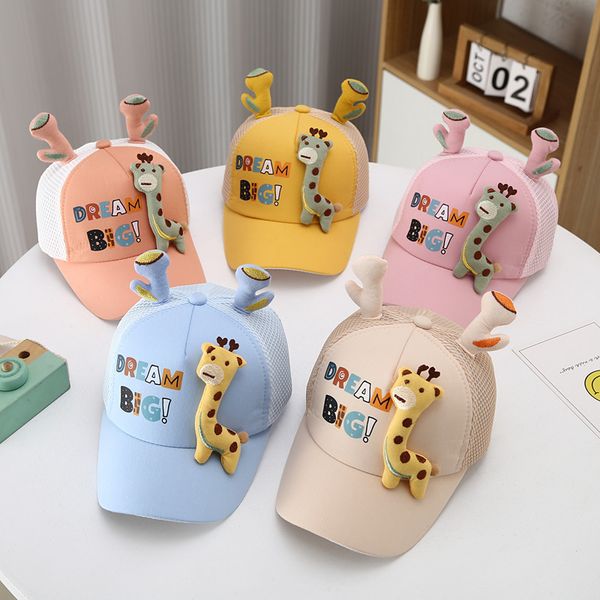 children's giraffe hat summer boys and girls cartoon breathable mesh baseball cap baby travel sunscreen hat, Yellow
children's giraffe hat summer boys and girls cartoon breathable mesh baseball cap baby travel sunscreen hat, Yellow
