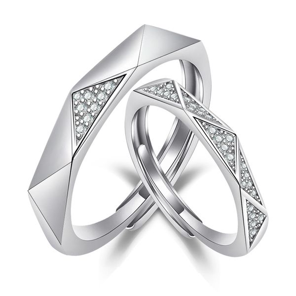luxury cz diamond couple rings adjustable size wedding engagement ring set for men and women, Silver
luxury cz diamond couple rings adjustable size wedding engagement ring set for men and women, Silver