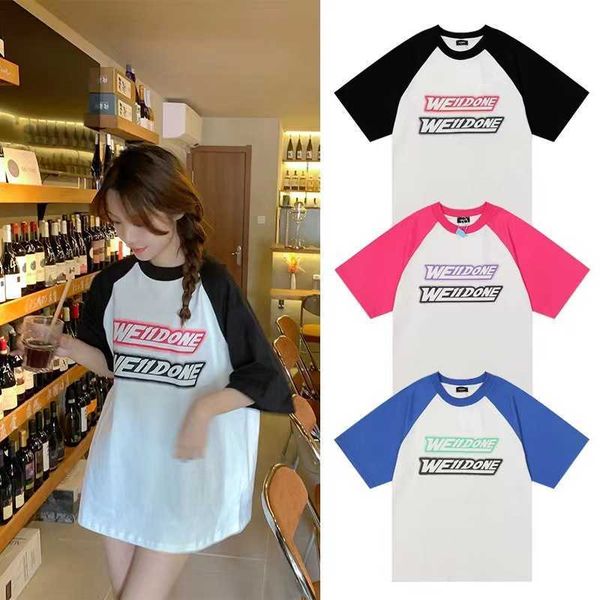 welldone - painted raglan sleeve short sleeve couple summer fashion label, Black;white
welldone - painted raglan sleeve short sleeve couple summer fashion label, Black;white