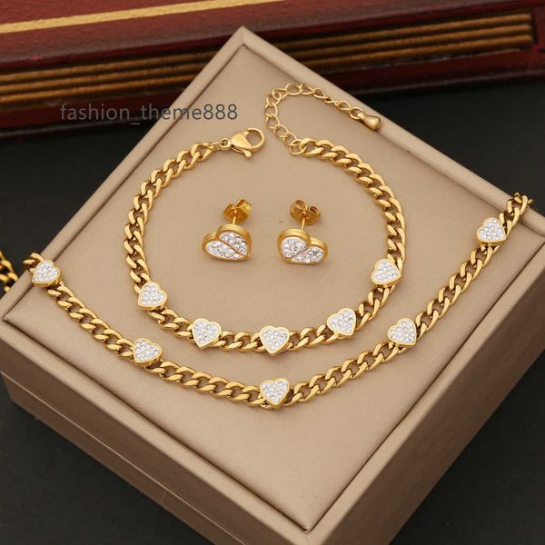2023 new women fashion 3pcs stainless steel jewelry set 18k gold plated full diamond zircon heart necklace, Silver
2023 new women fashion 3pcs stainless steel jewelry set 18k gold plated full diamond zircon heart necklace, Silver