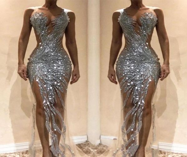 silver sequins beaded mermaid formal prom dresses 2019 custom made sleeveless sheer neck side split evening party gowns 7097567, Black;red
silver sequins beaded mermaid formal prom dresses 2019 custom made sleeveless sheer neck side split evening party gowns 7097567, Black;red