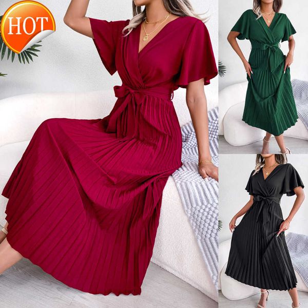 sof european and american spring and summer temperament cross v-neck large fold long dress women's casual summer dress edge short sleev, White
sof european and american spring and summer temperament cross v-neck large fold long dress women's casual summer dress edge short sleev, White