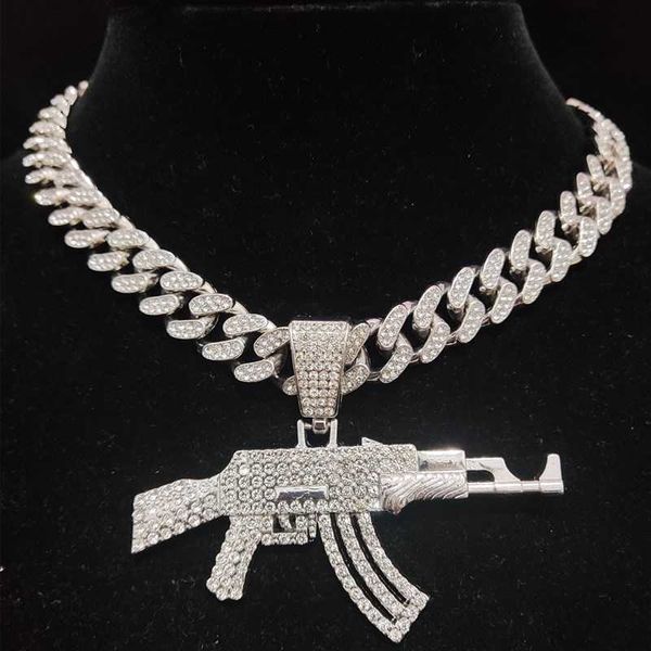 men women hip hop ak47 gun pendant necklace with 13mm cuban chain hiphop iced out bling necklaces fashion charm jewelry, Silver
men women hip hop ak47 gun pendant necklace with 13mm cuban chain hiphop iced out bling necklaces fashion charm jewelry, Silver