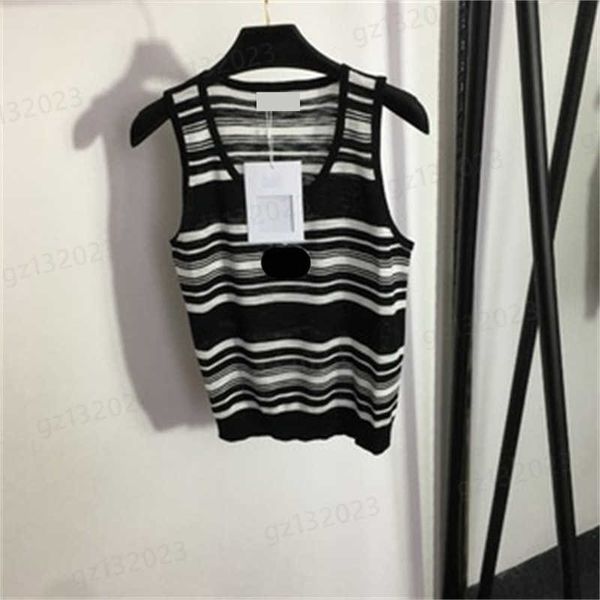womens knits tees black logo embroidered striped crew neck knitted vest fashion sleeveless tshirt summer designer women clothing 0912, White
womens knits tees black logo embroidered striped crew neck knitted vest fashion sleeveless tshirt summer designer women clothing 0912, White