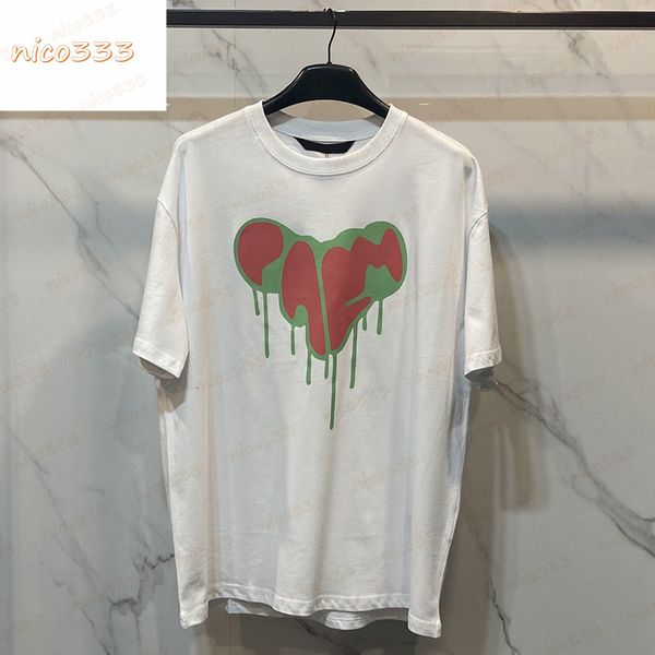 23ss new t shirt dissolved heart letter print pattern cotton round neck loose and versatile men and women short sleeve, White;black
23ss new t shirt dissolved heart letter print pattern cotton round neck loose and versatile men and women short sleeve, White;black