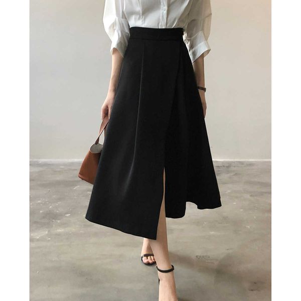elegant style high waist skirt women's 2023 spring commuter slit a word mid length skirt, Black
elegant style high waist skirt women's 2023 spring commuter slit a word mid length skirt, Black