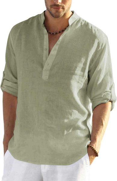coofandy men's cotton hemp henley shirt long sleeve hippie casual beach t-shirt s36z 6l43, White;black
coofandy men's cotton hemp henley shirt long sleeve hippie casual beach t-shirt s36z 6l43, White;black