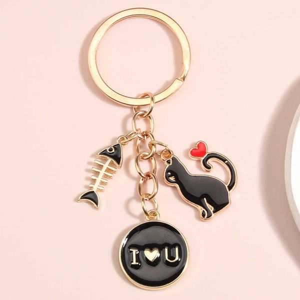 key rings cute enamel keychain fishbone heart cat key ring i you key chains for women men handbag accessorie handmade jewelry gifts aa230525, Slivery;golden
key rings cute enamel keychain fishbone heart cat key ring i you key chains for women men handbag accessorie handmade jewelry gifts aa230525, Slivery;golden