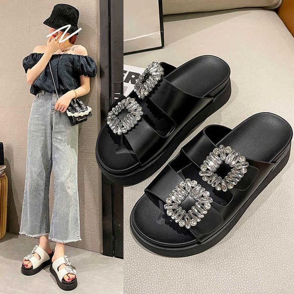 nxy slippers classic women's white rhinestone slides shoes platform thick bottomed femmes crystal buckle sandals pantuflas flipflops 23, Black
nxy slippers classic women's white rhinestone slides shoes platform thick bottomed femmes crystal buckle sandals pantuflas flipflops 23, Black