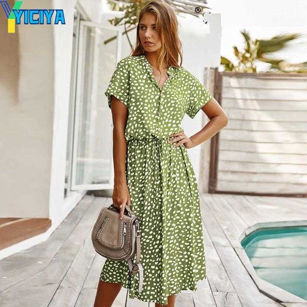 yiciya party dresses fashion women summer casual boho dot print shirt dress holiday beach short sleeved female high waist midi, White;black
yiciya party dresses fashion women summer casual boho dot print shirt dress holiday beach short sleeved female high waist midi, White;black