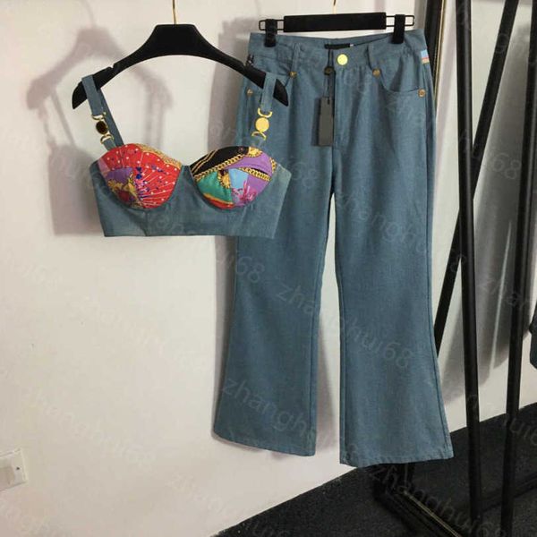 23ss casual suit womens designer clothing women pants sets gold button-down strapless suspender flared denim trousers sets women clothes a1, White
23ss casual suit womens designer clothing women pants sets gold button-down strapless suspender flared denim trousers sets women clothes a1, White