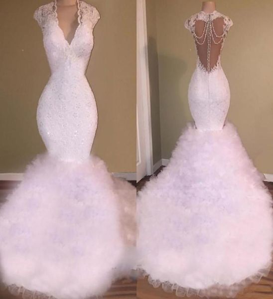 new white mermaid prom dresses v neck lace appliques beaded crystal backless sweep train tulle puffy tiered prom evening gowns ves1573538, Black
new white mermaid prom dresses v neck lace appliques beaded crystal backless sweep train tulle puffy tiered prom evening gowns ves1573538, Black