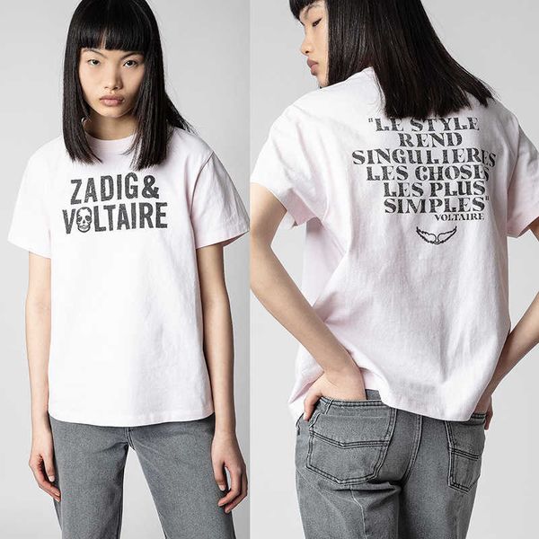 23ss zadig voltaire women designer t shirt summer new classic letter print front and back scratched font cotton short sleeve fashion, White
23ss zadig voltaire women designer t shirt summer new classic letter print front and back scratched font cotton short sleeve fashion, White