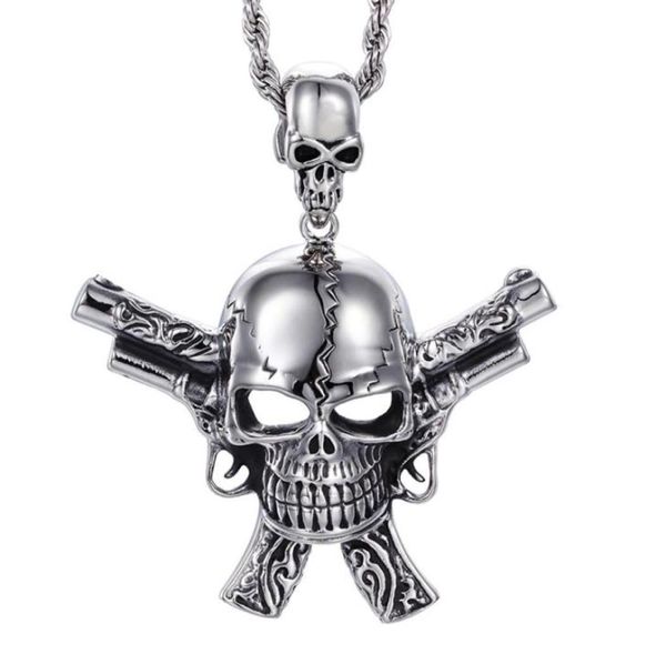 large casting silver 316l stainless steel biker skeleton skull double pistol pendants gothic necklace men039s cool jewelry gift2006021969
large casting silver 316l stainless steel biker skeleton skull double pistol pendants gothic necklace men039s cool jewelry gift2006021969