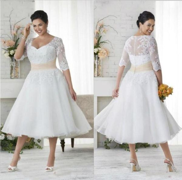 vintage 2019 lace appliques plus size bohemian wedding dresses with sheer half sleeves 1950039s v neck tea length a line beach 9187037, White
vintage 2019 lace appliques plus size bohemian wedding dresses with sheer half sleeves 1950039s v neck tea length a line beach 9187037, White