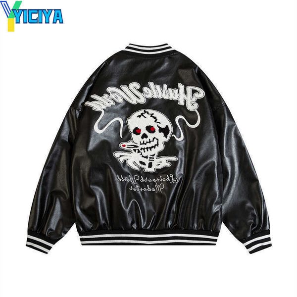 yiciya gothic pu leather baseball jacket letter embroidery bomber jackets punk fashion varsity coats, Black;brown
yiciya gothic pu leather baseball jacket letter embroidery bomber jackets punk fashion varsity coats, Black;brown