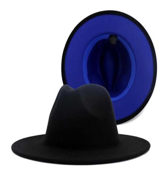 black with blue bottom patchwork panama wool felt jazz fedora hats women men wide brim patry cowboy trilby gambler hat with belt b5450224, Blue;gray
black with blue bottom patchwork panama wool felt jazz fedora hats women men wide brim patry cowboy trilby gambler hat with belt b5450224, Blue;gray