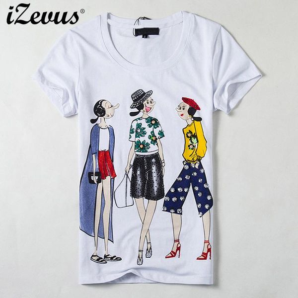 t-shirt izevus women short sleeve t shirt design women slim sequined three cartoon girl print tshirts comfortable ladies shirt, White
t-shirt izevus women short sleeve t shirt design women slim sequined three cartoon girl print tshirts comfortable ladies shirt, White