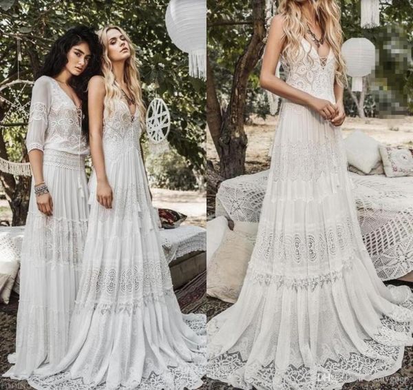 2019 flowy chiffon lace beach boho wedding dresses modest inbal raviv vintage crochet lace vneck summer holiday country bridal dr2462109, White
2019 flowy chiffon lace beach boho wedding dresses modest inbal raviv vintage crochet lace vneck summer holiday country bridal dr2462109, White