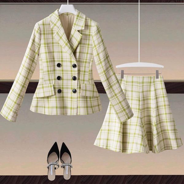 dress designer new autumn women's plaid set fashion office party button suit coat aline skirt vintage elegant suit, White
dress designer new autumn women's plaid set fashion office party button suit coat aline skirt vintage elegant suit, White
