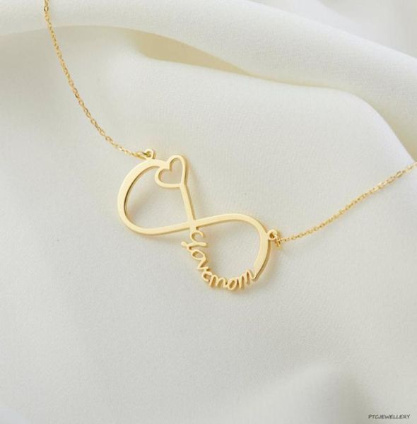 duoying infinity name necklace custom name necklace gold family name plated necklace personalized gifts for love039s day gifts9657740, Silver