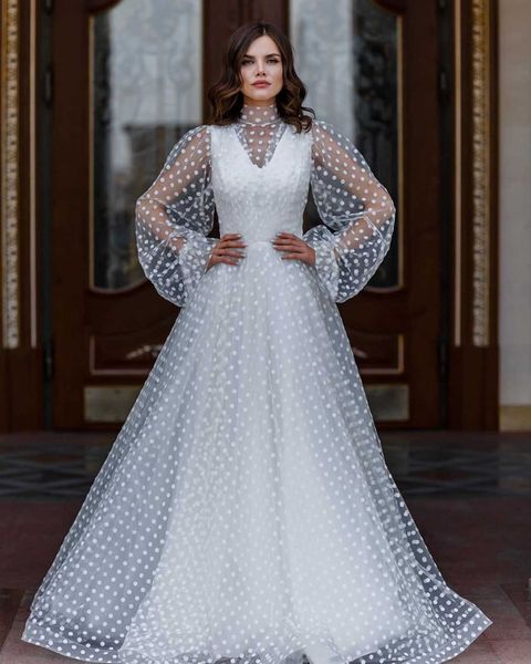 2022 new european lace party dresses polka dot mesh see through puff sleeve wedding dress vestidos, White;black
2022 new european lace party dresses polka dot mesh see through puff sleeve wedding dress vestidos, White;black