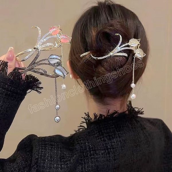 fairy tulip tassel hair claw cat's eye stone twisted clip hanfu ancient flower ponytail hairpin chinese hair accessories, Slivery;white
fairy tulip tassel hair claw cat's eye stone twisted clip hanfu ancient flower ponytail hairpin chinese hair accessories, Slivery;white