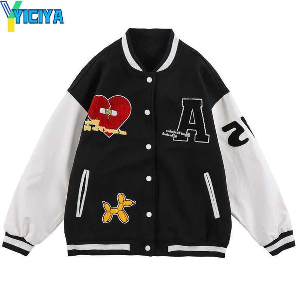 yiciya men's jackets broken heart embroidery varsity jacket coat men women patchwork hip hop streetwear harajuku retro baseball bomber, Black;brown
yiciya men's jackets broken heart embroidery varsity jacket coat men women patchwork hip hop streetwear harajuku retro baseball bomber, Black;brown