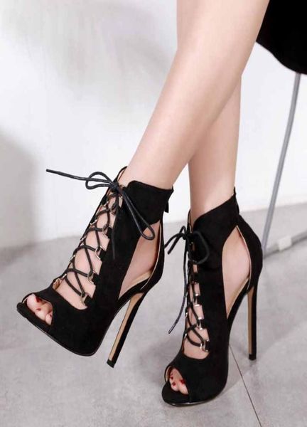 new laceup gladiator women high heels peep toe sandals fashion suede summer dress shoes 115cm stiletto heel sandals1237449, Black
new laceup gladiator women high heels peep toe sandals fashion suede summer dress shoes 115cm stiletto heel sandals1237449, Black