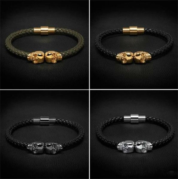 women men mens black genuine leather braided bracelet men stainless steel for women gold skull bangle for2155824
women men mens black genuine leather braided bracelet men stainless steel for women gold skull bangle for2155824